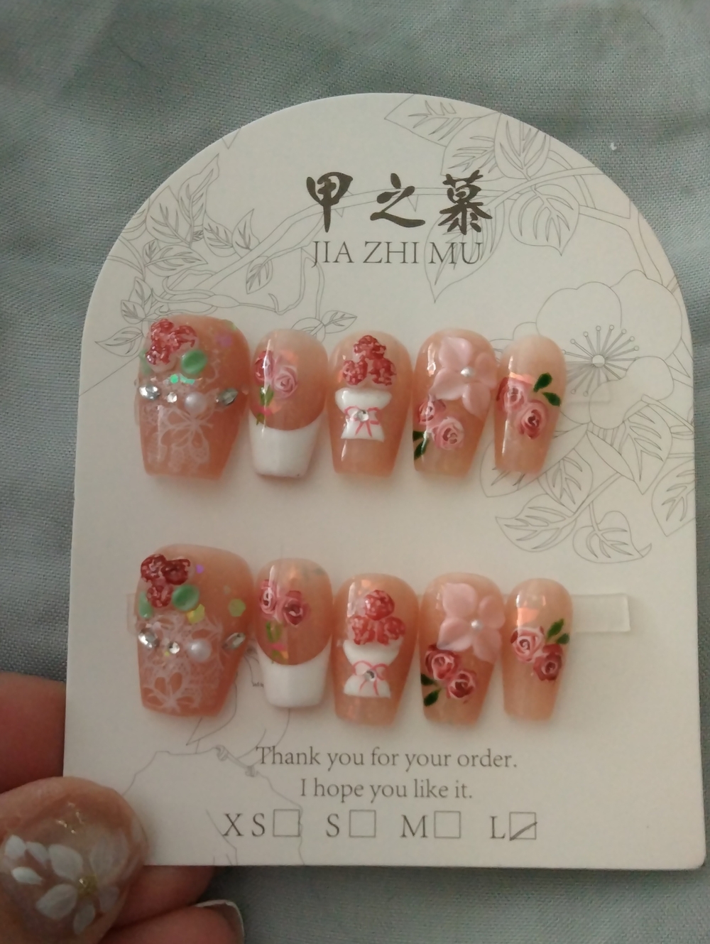 Jia Pink 3d Floral Roses with Crystal Accents - L